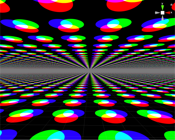 Image displaying the clouds layer for the skybox shader with a debug color circles image used.
