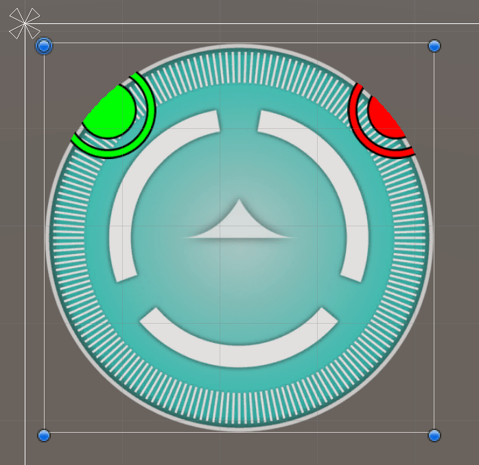 Image showing how the areas of the blips that are outside of the radar circle are masked out.