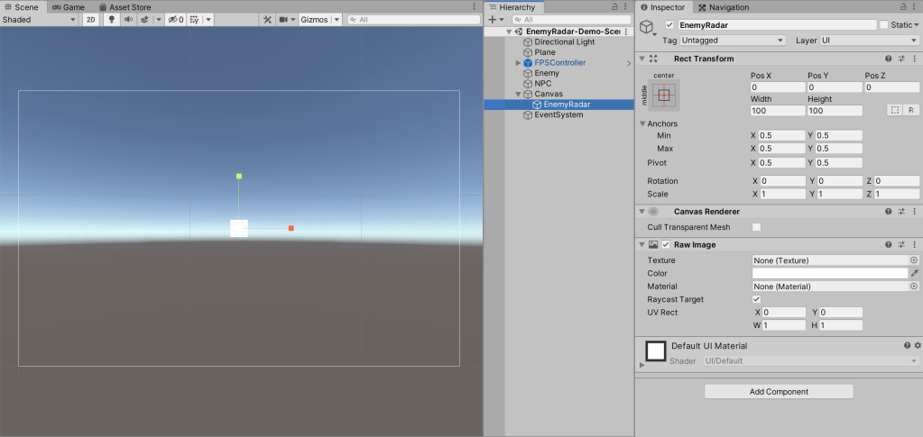 Image showing a canvas with a raw image as a child.