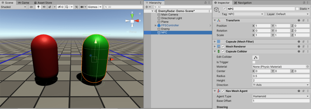 Image showing the NPC capsule with the green material and NPC tag applied.